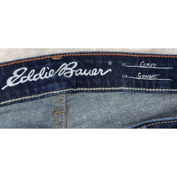 Eddie Bauer Jeans Women’s 8 Tall Curvy Straight Leg Dark Wash Denim Mid Rise - Picture 3 of 11